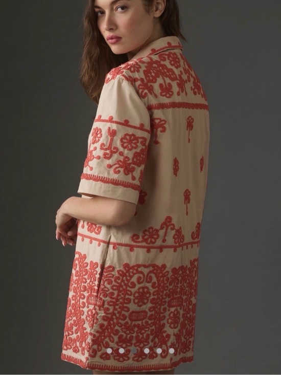 Maeve Dresses & Skirts - Anthropologie Maeve heavily embroidered shirtdress pockets lined